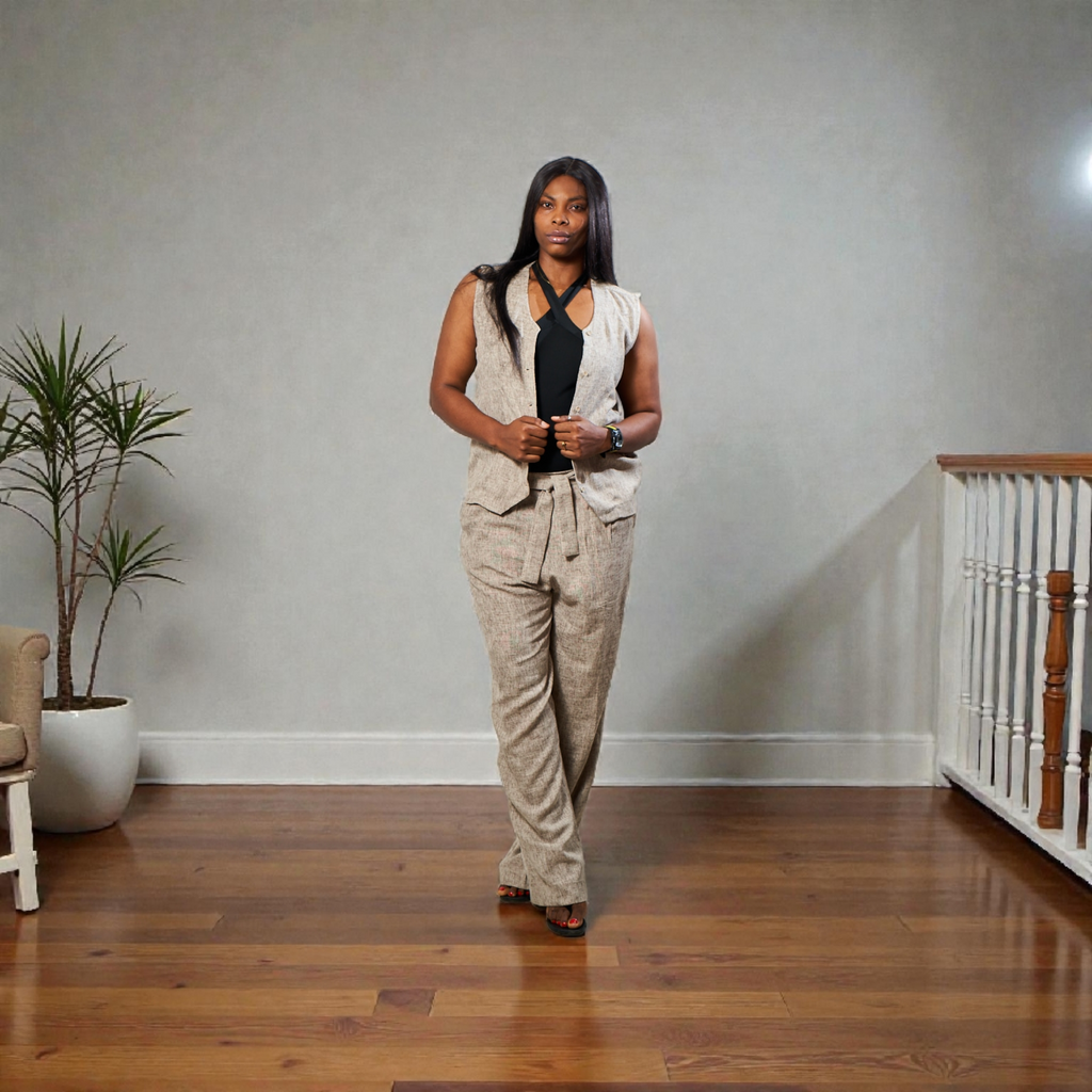 2pcs/Set Women's Linen Outfit