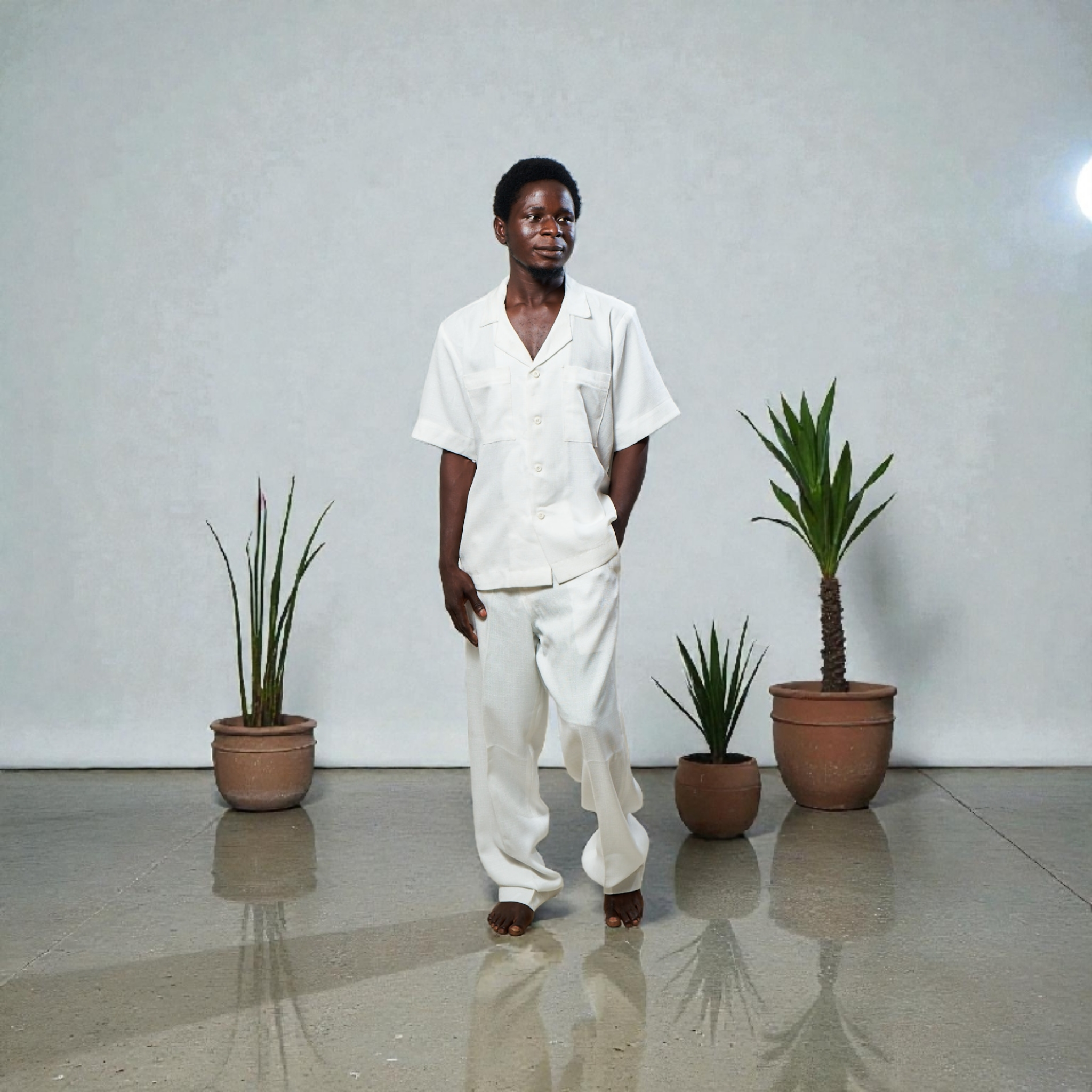 Plain short Sleeve 2pcs linen for men