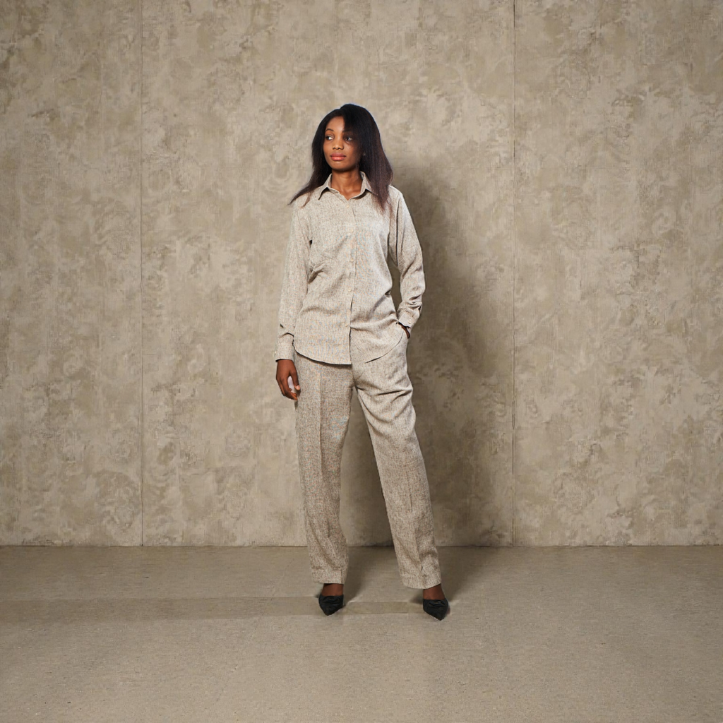 Plain long Sleeve 2pcs linen for women